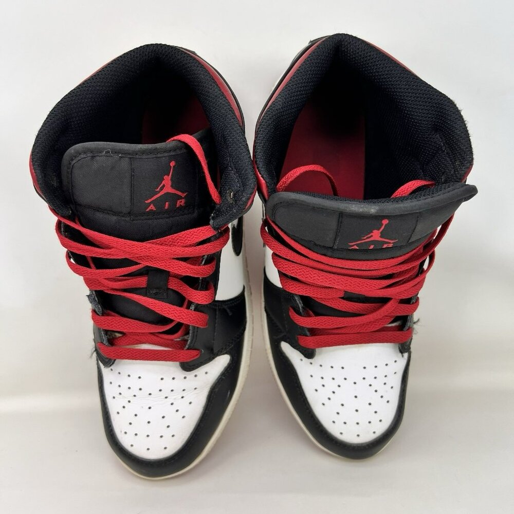 Nike Air Jordan 1 Mid White Red Black Shoe Size 7Y / Women’s Size 8.5 - Picture 7 of 9